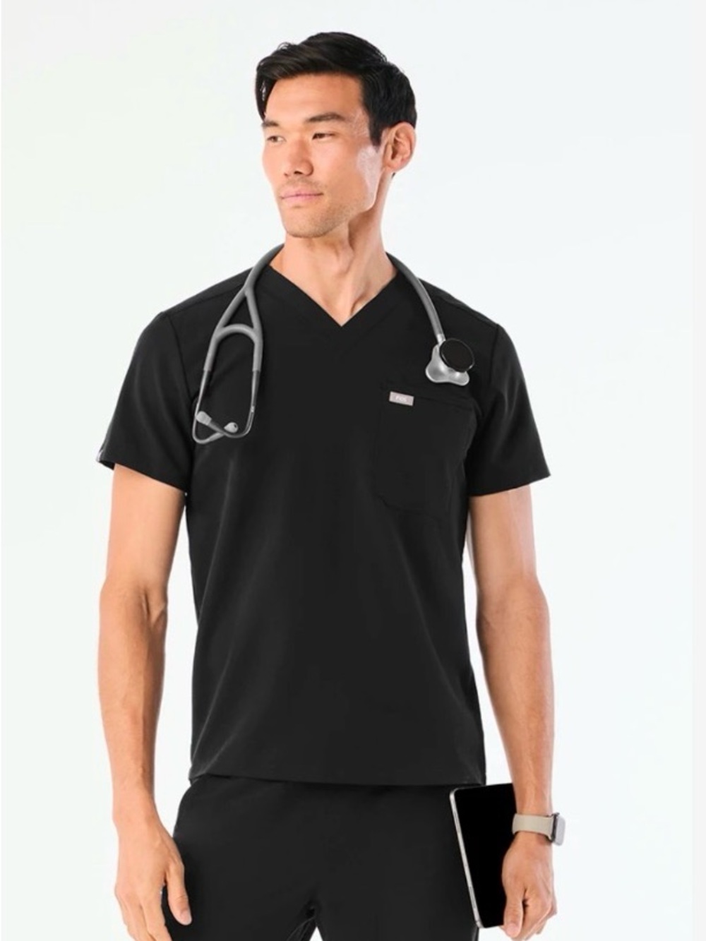 FIGS Men’s Leon Three-Pocket Scrub Top in Black Color (NWT)